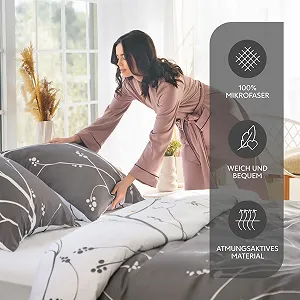 Комплект постельного белья Dreamzie 200 x 200 см с 2 наволочками 80 x 80 см, Серые synthetic.ua - Фото 1