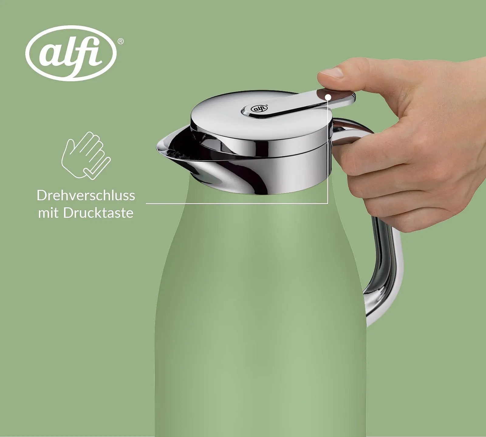 Термос-кавник alfi Skyline 1.0 л, матовий, термос з нержавіючої сталі з гігієнічною вставкою із загартованого скла, фото №4