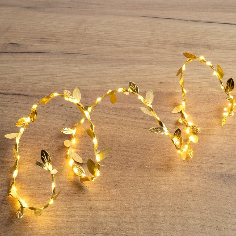 Світлодіодна гірлянда Ideen mit Herz Golden Leaves 100 LED 1,80 м Золотий, фото №2
