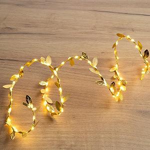 Світлодіодна гірлянда Ideen mit Herz Golden Leaves 100 LED 1,80 м Золотий synthetic.ua - Фото 1