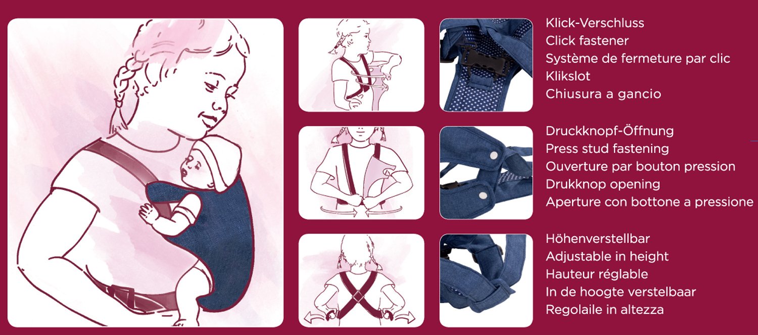 Аксесуар для ляльок Gotz Baby-Doll Carrier Denim & Spots Для ляльок від 30 см до 48 см, фото №4