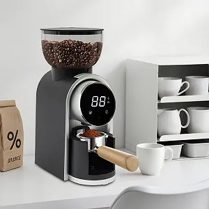 Мельница для кофейных зерен, кофемолка 150 Вт, электрическая с 25 настройками помола, с сенсорным экраном, электрическая для дома, кафе, баров synthetic.ua - Фото 1