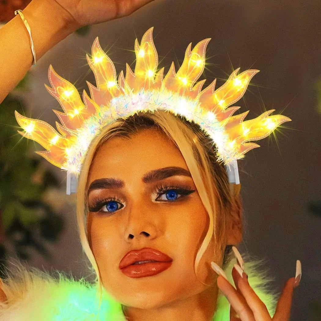 Світлодіодна Обруч на голову з ефектом вогню для фестивалю, фото №3