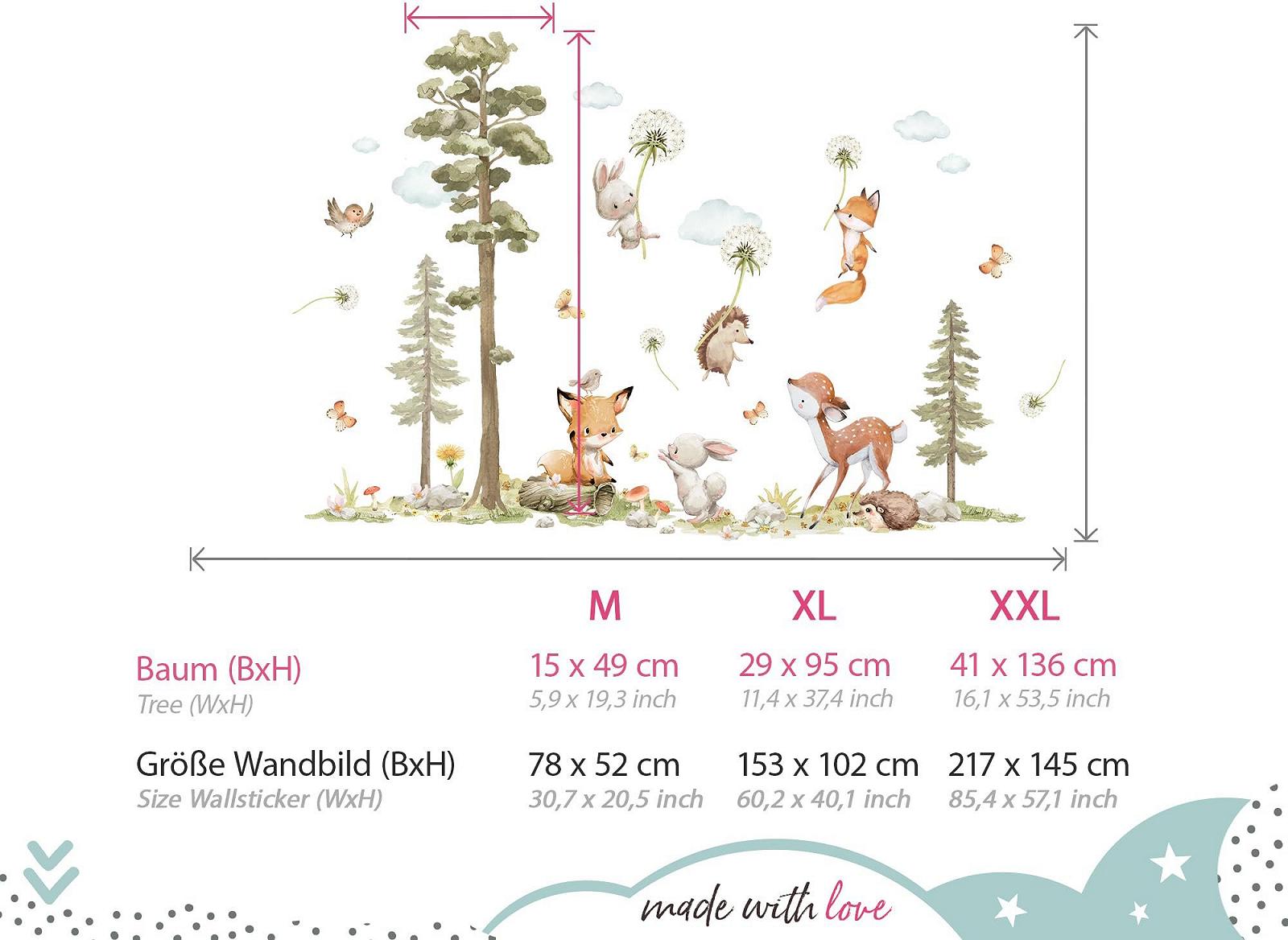 Наклейка на стену Little Deco DL5072 M Лесные животные Лиса Олень 75 x 52 см, фото №3