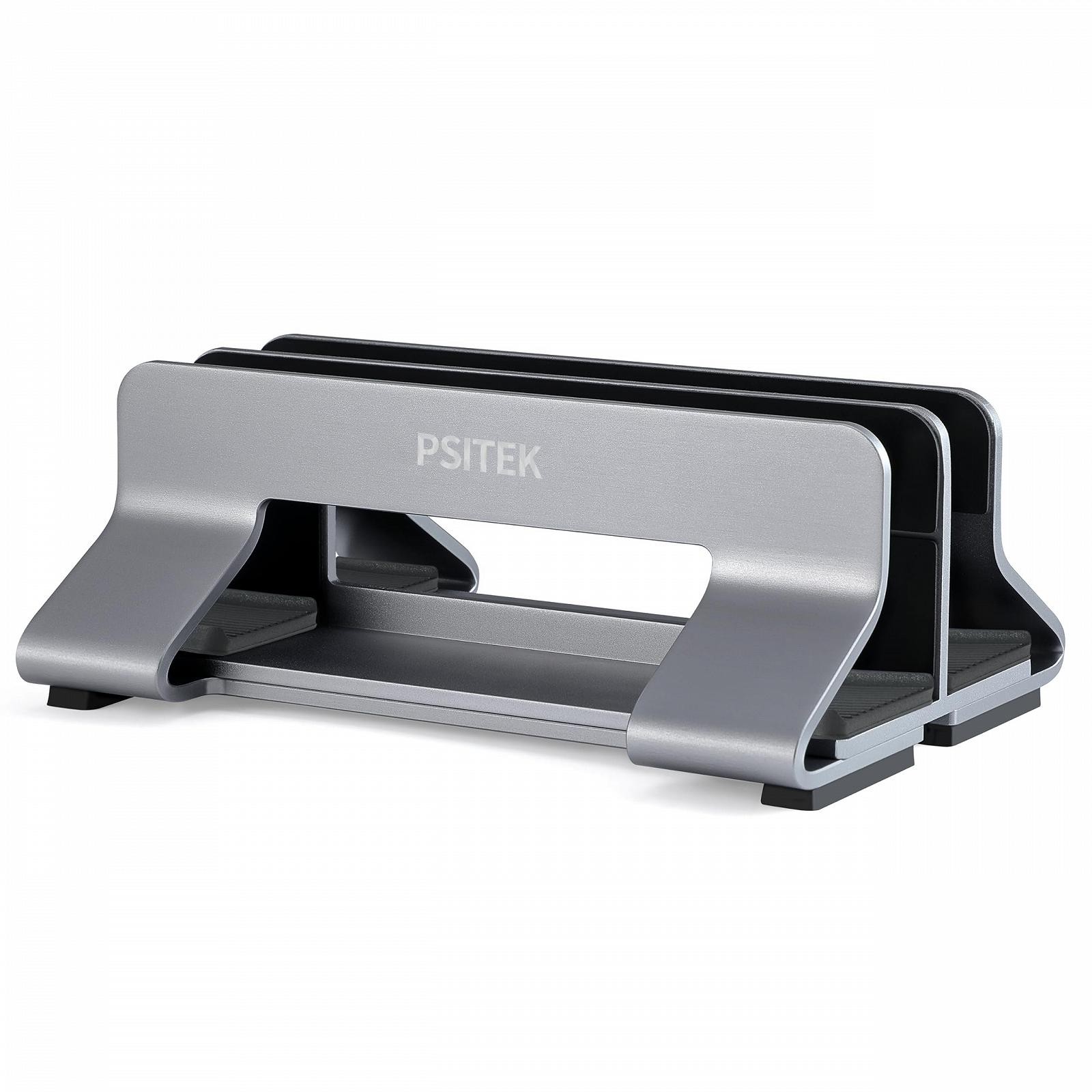 Подставка для ноутбука вертикальная двойная алюминиевая Psitek, регулируемая ширина слота 12-36 мм, фото №6