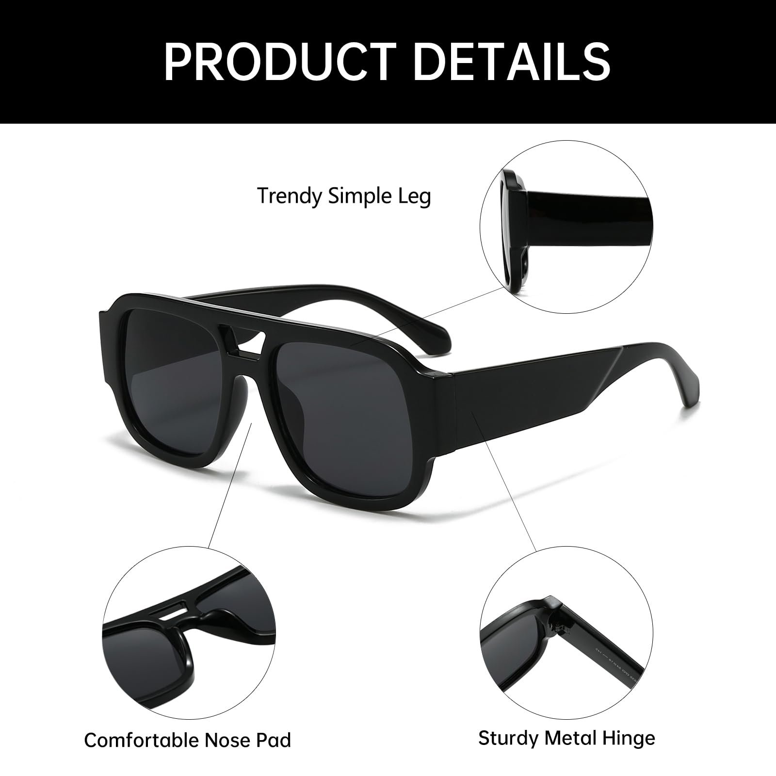 Очки солнцезащитные Авиатор YAMEIZE Ретро Винтажные 70-х Прямоугольные Квадратные, фото №5