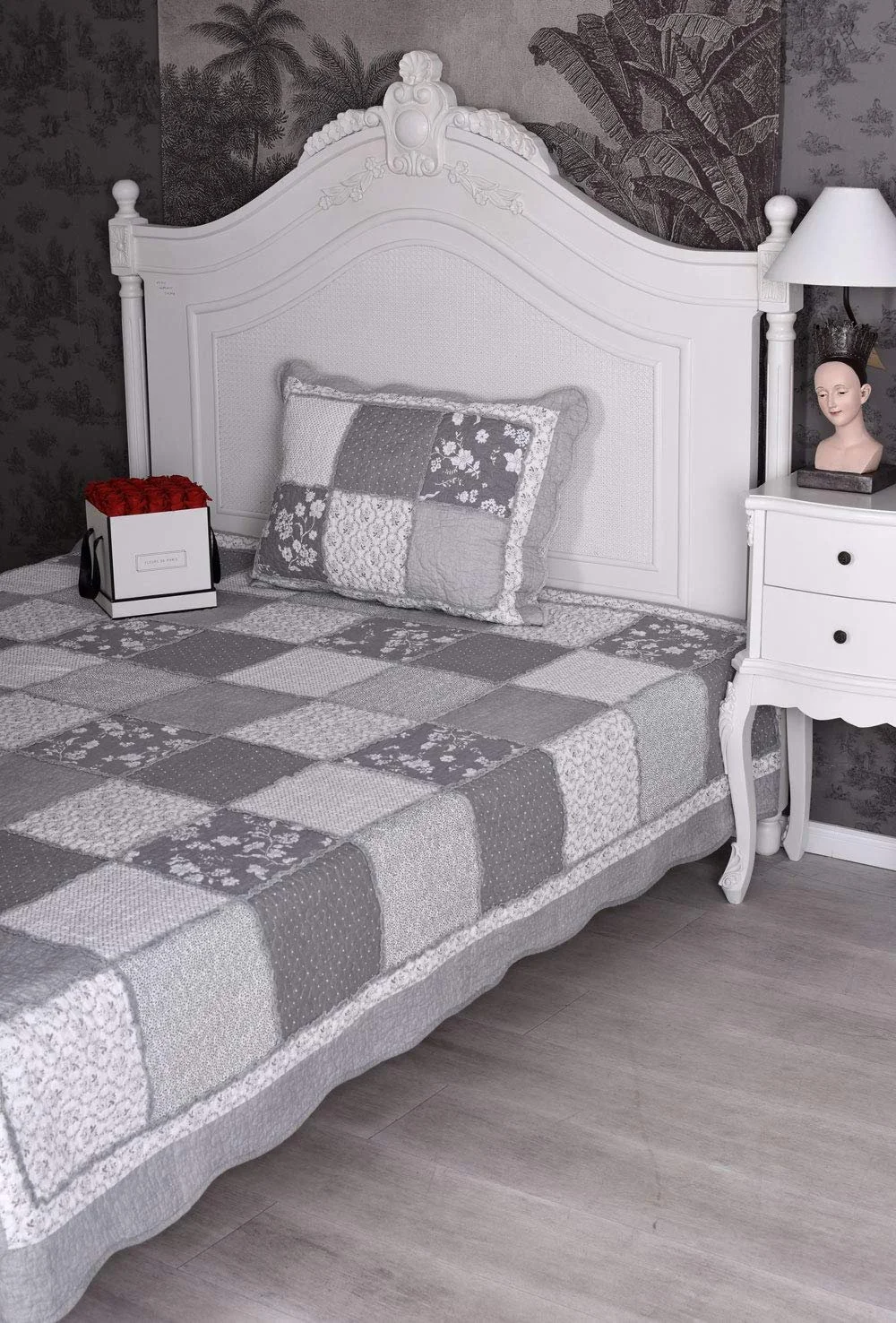 Покривало клаптикове XXL Сірий Накидка на ліжко Покривало Кантрі Хаус KDM019 Palazzo Exclusive, фото №2