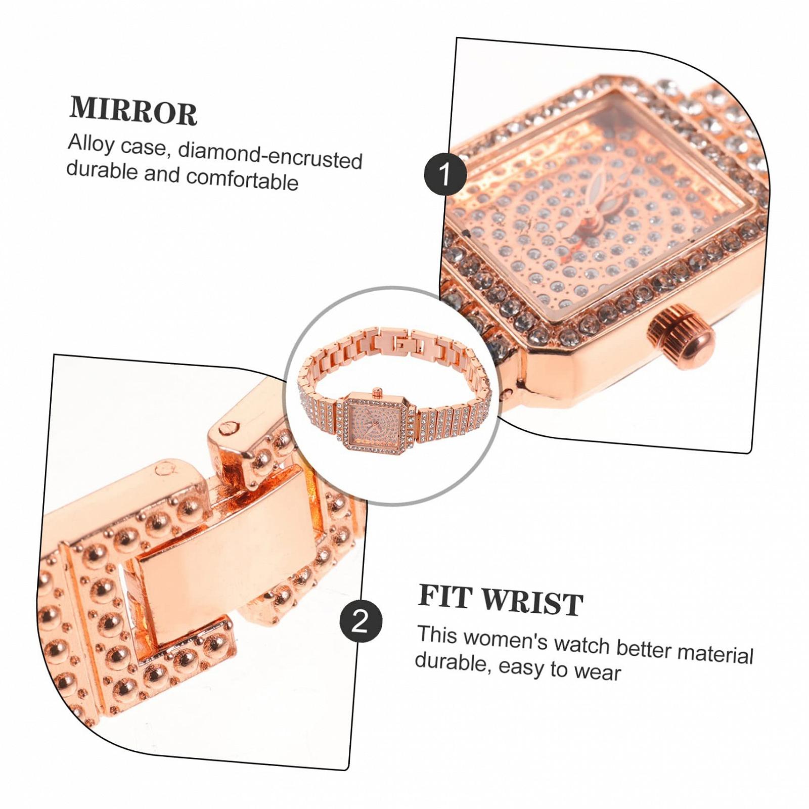 Часы VALICLUD Модные часы Мужские часы Украшения для свадебных церемоний Женские часы Дамские часы Свадебное украшение Женские часы Модные часы со стразами Металл Розовое Золото, Розовое Золото, фото №7