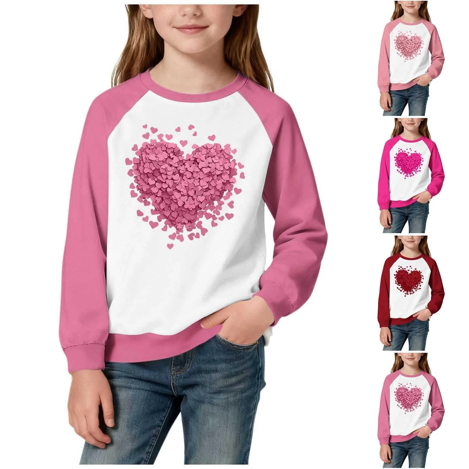 Світшот NZYIHAO з принтом серця для дівчинки, фото №2