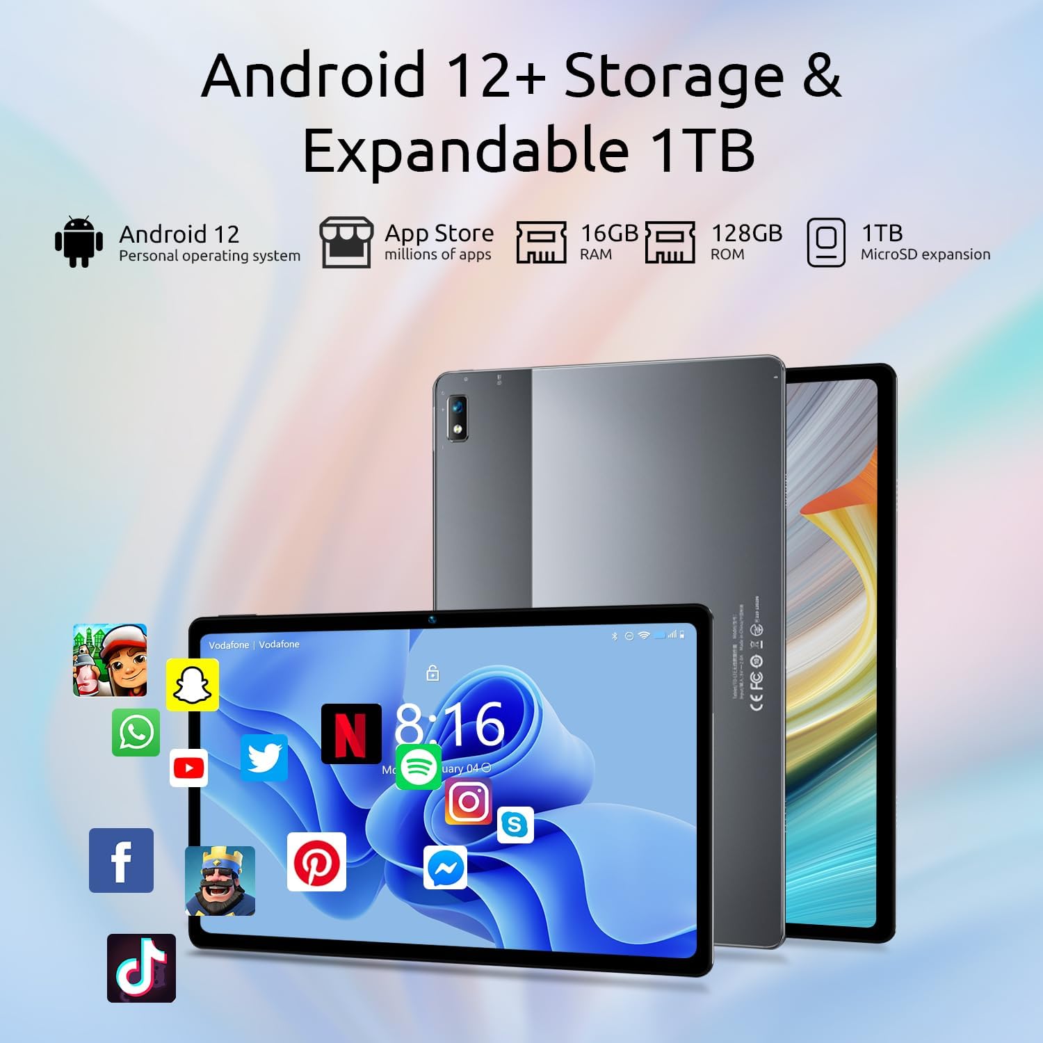 Планшет 10.4" BMAX I11 Plus 8+8/128GB 4G 2-SIM 8 ядер Android 12 6600mAh Grey, фото №2