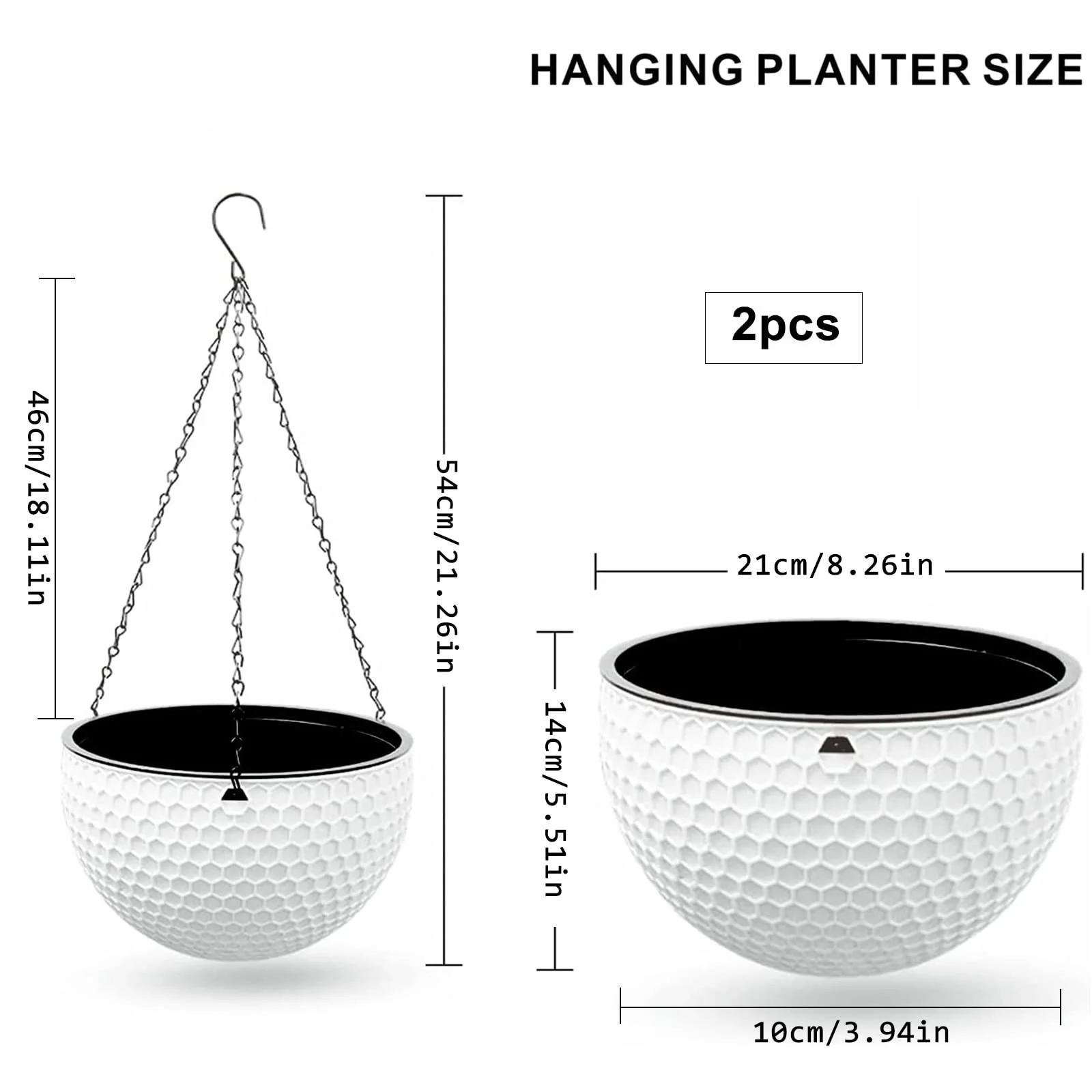Подвесная корзина WZYTEU HUAPEN01 пластиковая с дренажным отверстием и цепями 21 см 2 шт., фото №2 Подвесная корзина WZYTEU HUAPEN01 пластиковая с дренажным отверстием и цепями 21 см 2 шт., фото №2