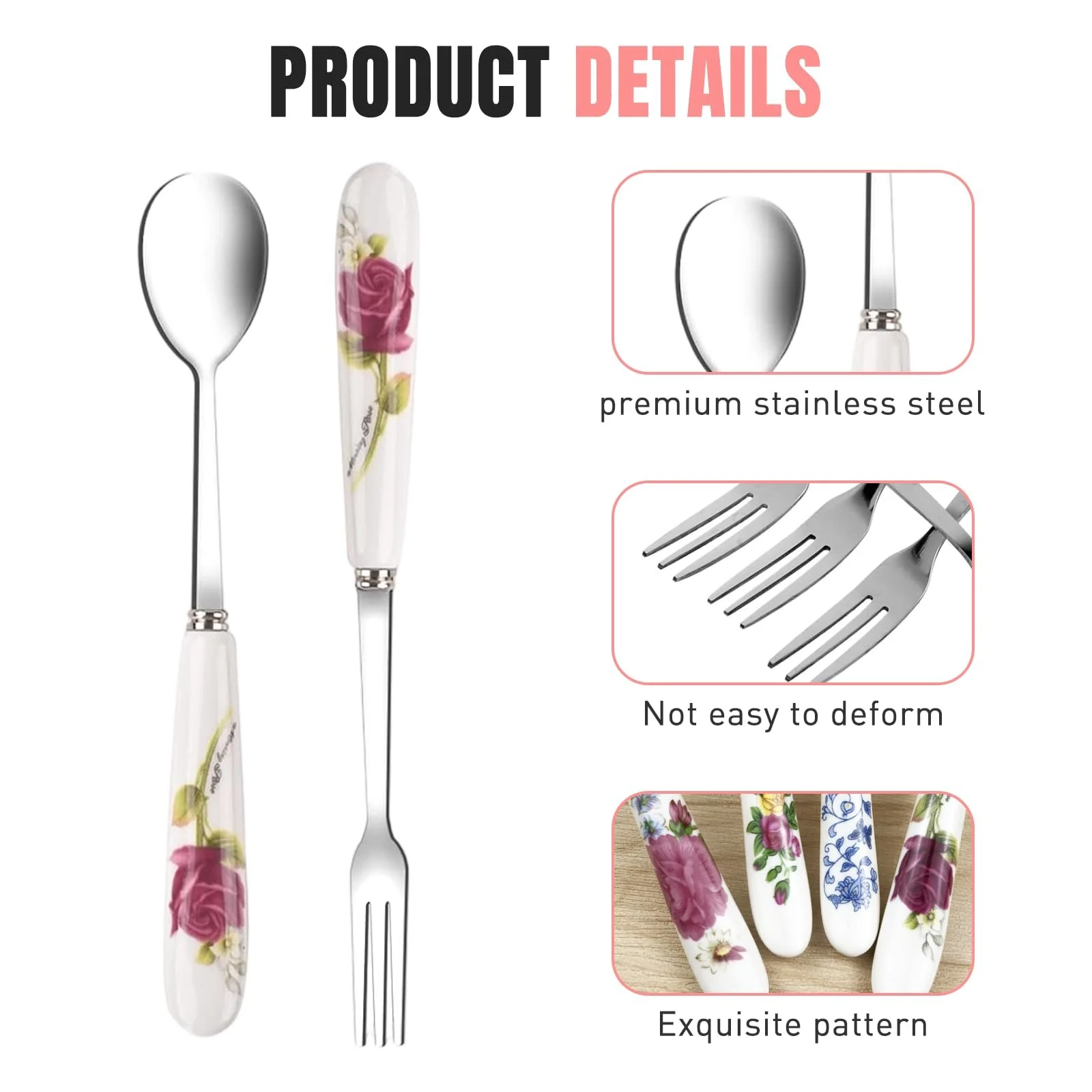 Набір виделок і ложок Квітковий візерунок, фото №4