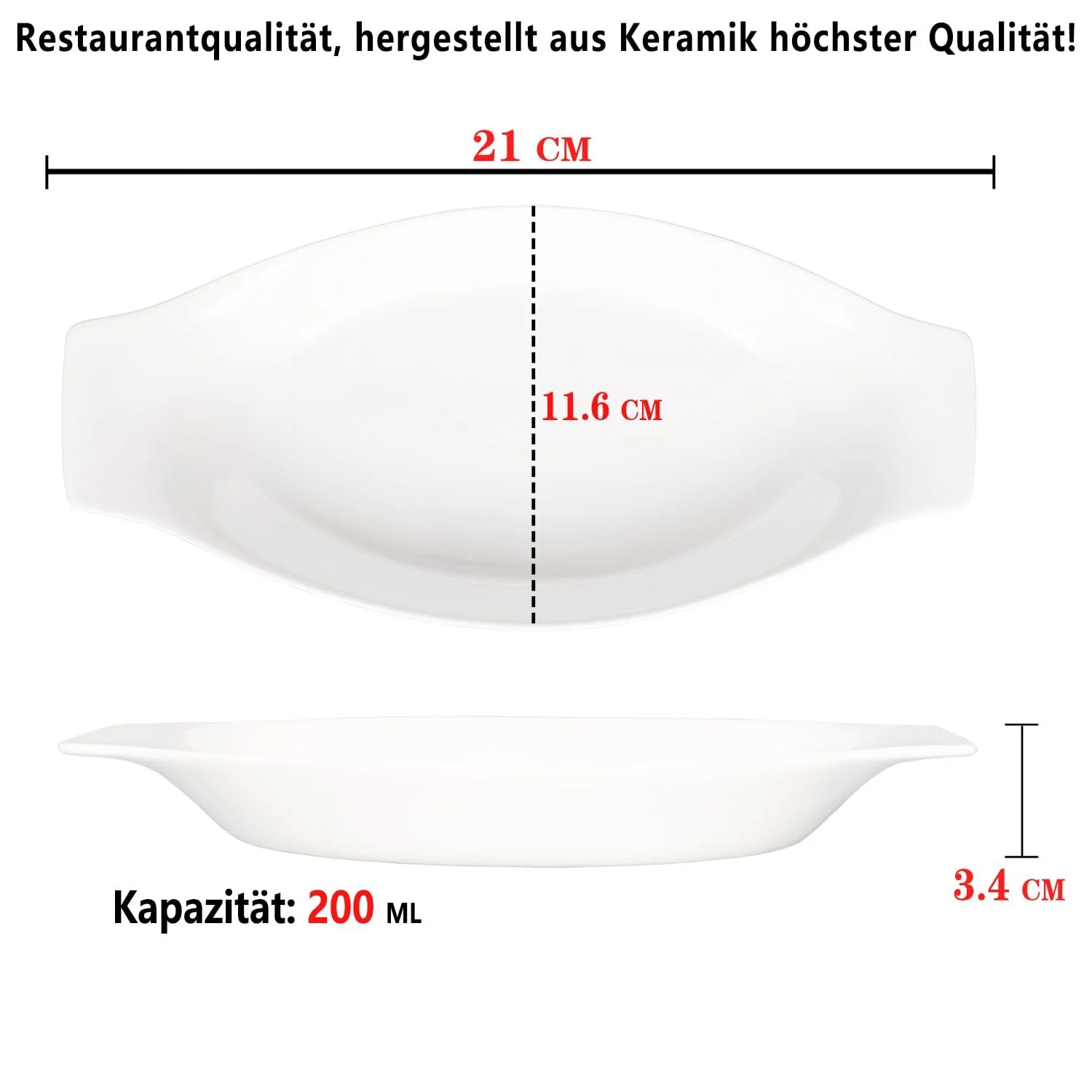 Форма для запекания овальная фарфоровая с ручками и крышкой белая 21 x 11.6 x 3.4 см, фото №2
