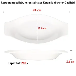 Форма для запекания овальная фарфоровая с ручками и крышкой белая 21 x 11.6 x 3.4 см synthetic.ua - Фото 1