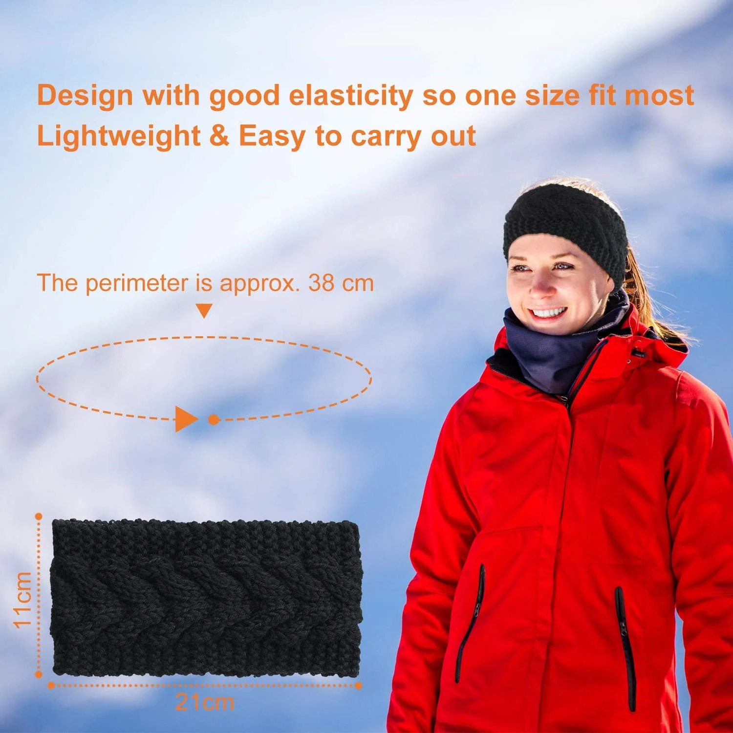 Зимова пов'язка на голову, в'язана вовняна, фото №2