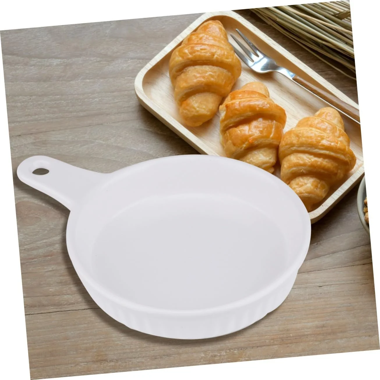 Форма для запекания TOYANDONA Ceramic Round Single Handle Oven Safe White, фото №4