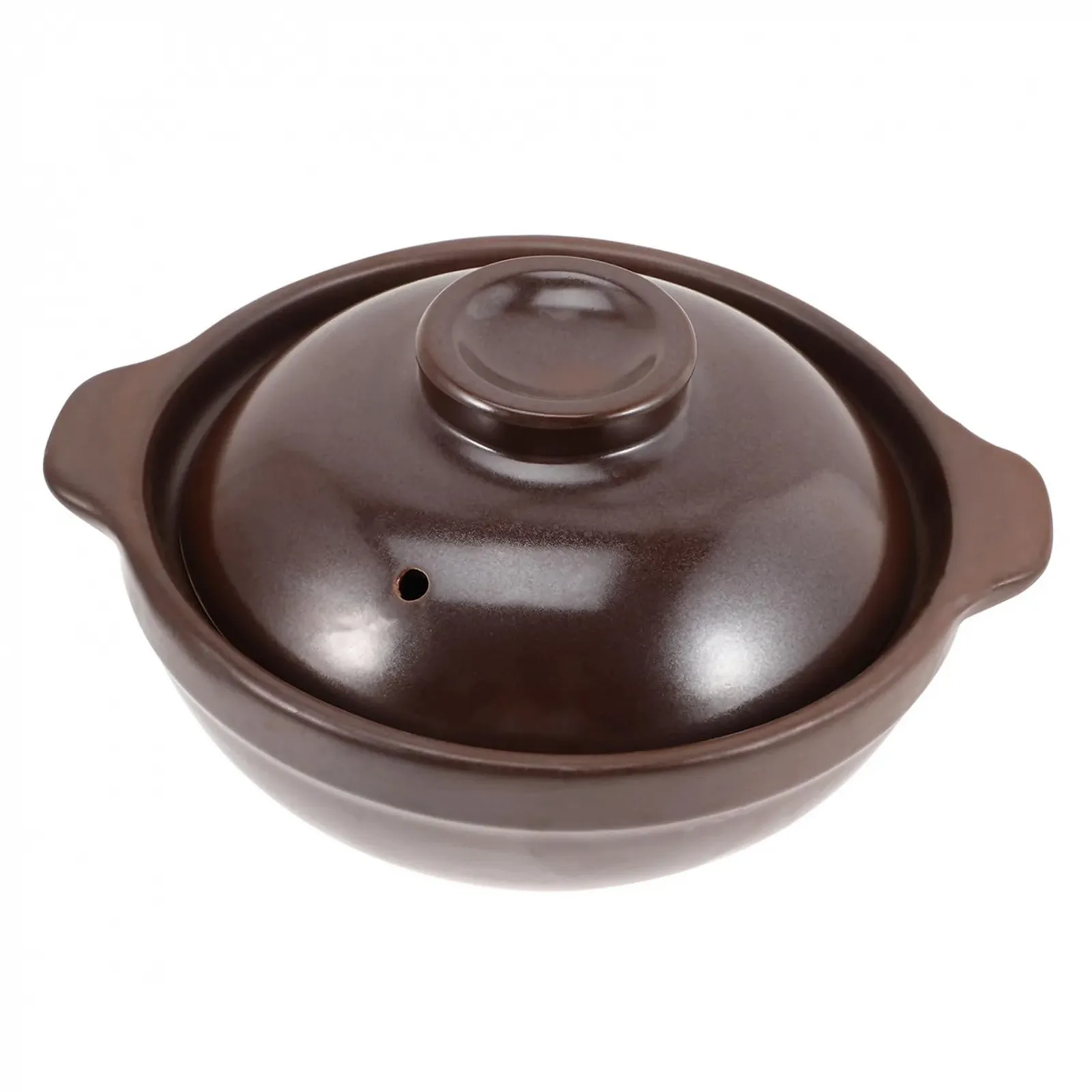 Кастрюля керамическая для тушения маленькая термостойкая с боковыми ручками коричневая, фото №1 Кастрюля керамическая для тушения маленькая термостойкая с боковыми ручками коричневая, фото №1