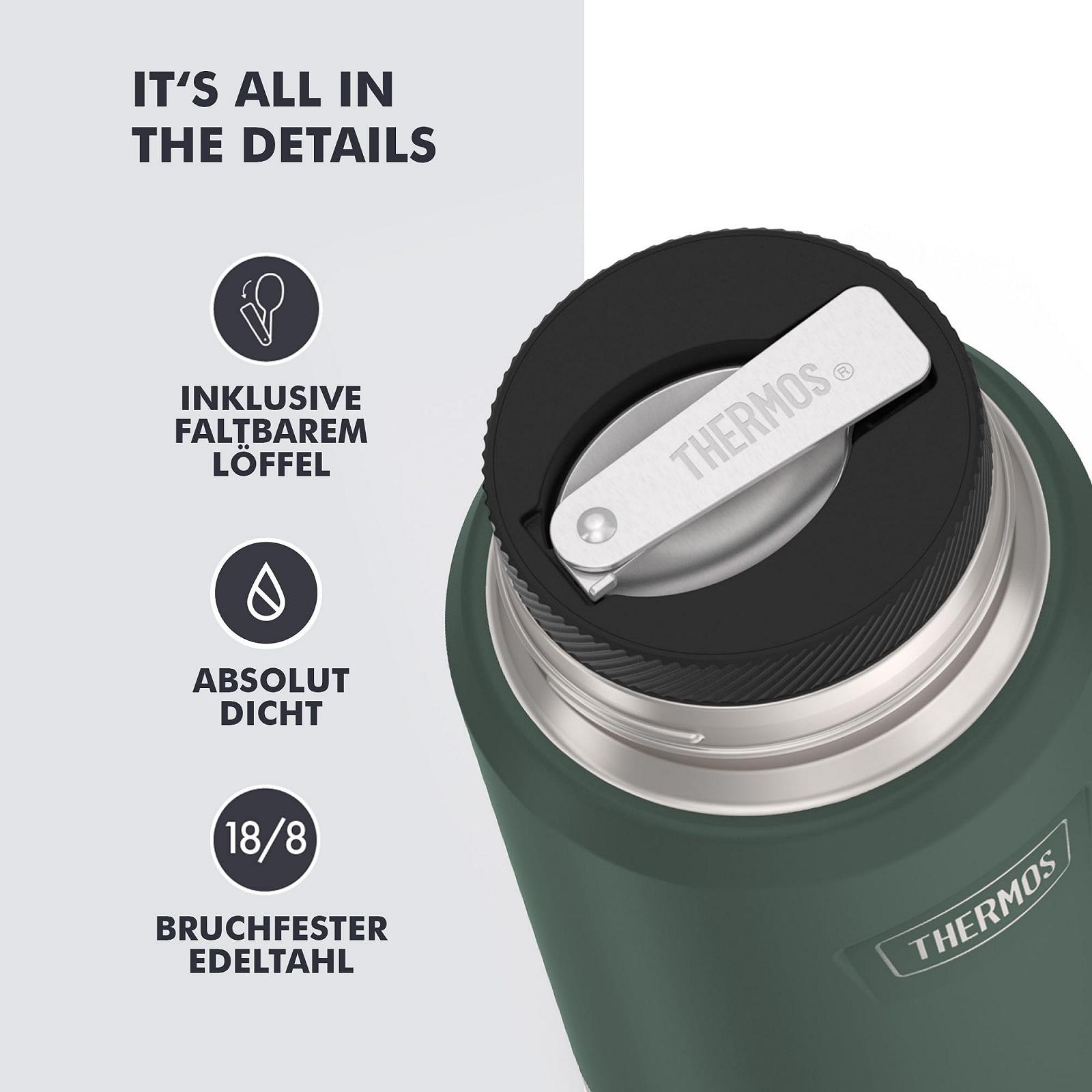 Термос для їжі Thermos ICON 0.71 л нержавіюча сталь зі складаною ложкою Темно-зелений, фото №4 Термос для їжі Thermos ICON 0.71 л нержавіюча сталь зі складаною ложкою Темно-зелений, фото №4