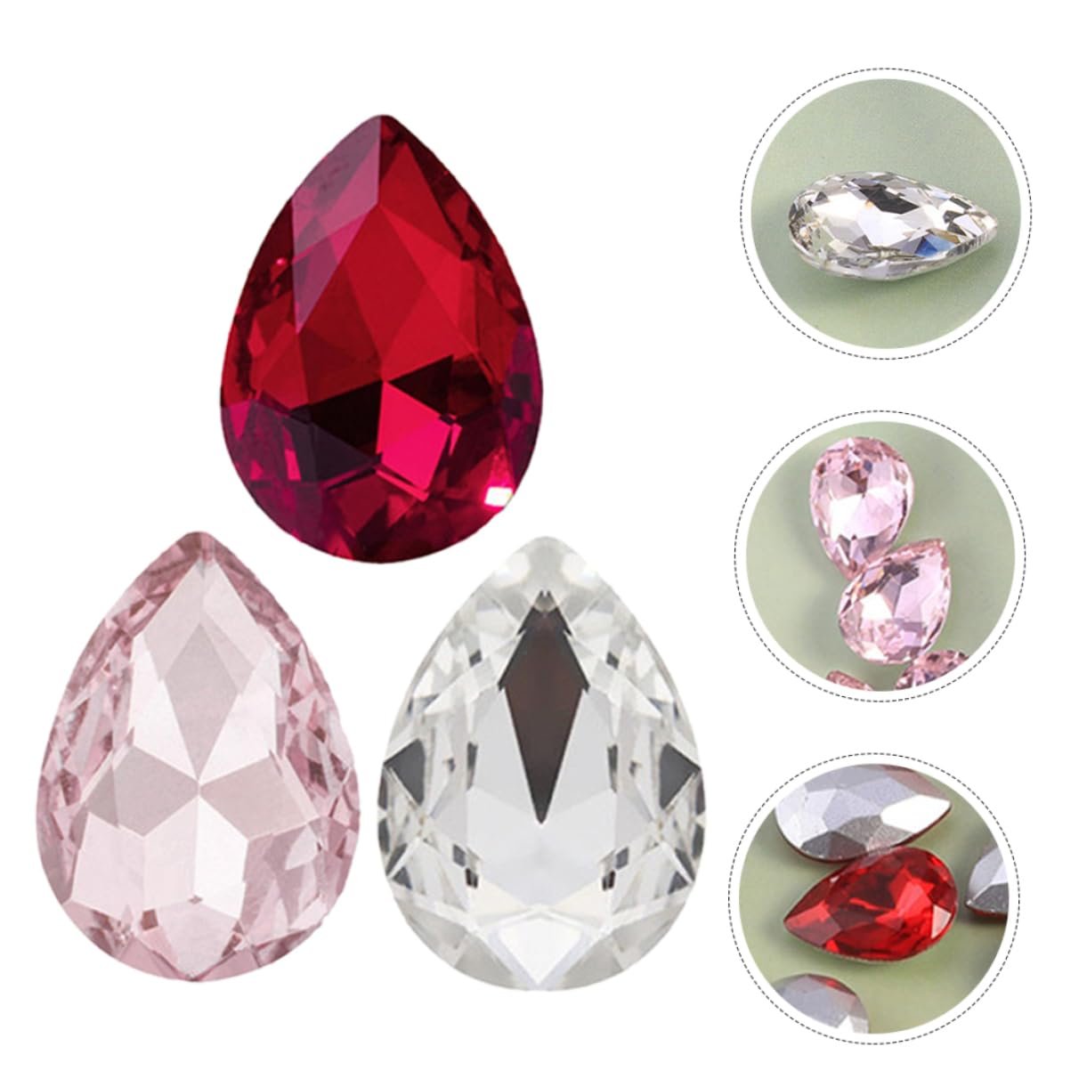 Стразы Капля Anneome 150шт Розовый, Белый и Красный, фото №3