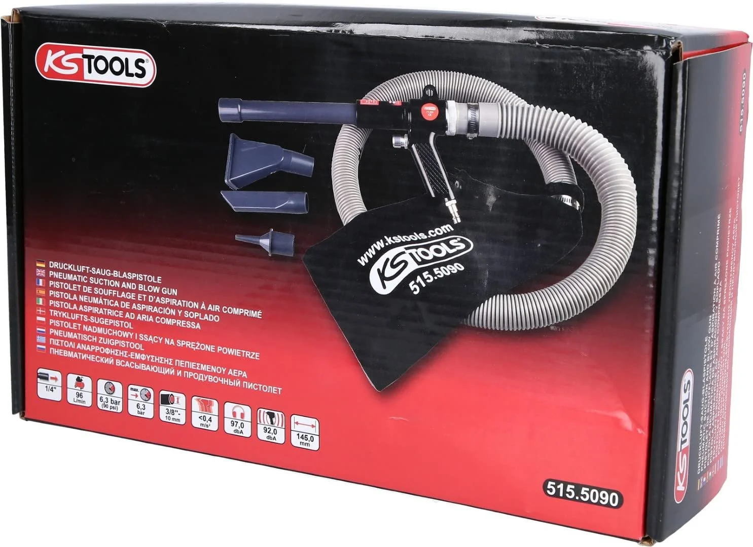 Пневматичний пістолет для всмоктування та продування KS TOOLS 515.5090 Black, фото №5