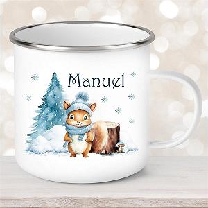 Кружка Емальована або Керамічна Дитяча з Іменем Різдвяна Білка #1, Емаль synthetic.ua - Фото 1
