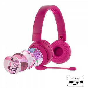 Bluetooth BuddyPhones PopTime Pro с регулировкой громкости и микрофоном на дужке Для детей 3-12 лет Розовые - Фото 1