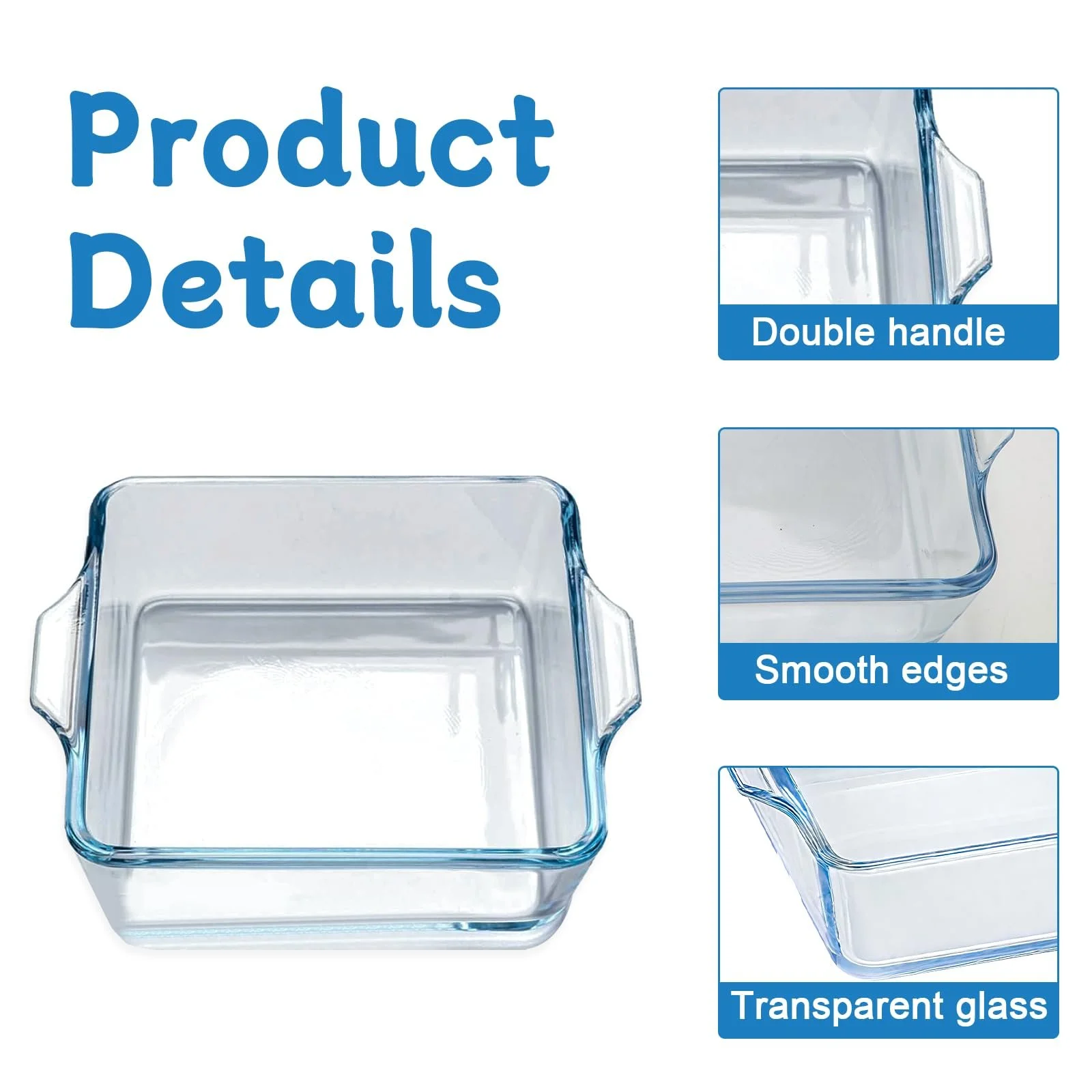 Форма для запекания IIRC 21,3 x 15 x 5 см 1 л стеклянная прозрачная, фото №3