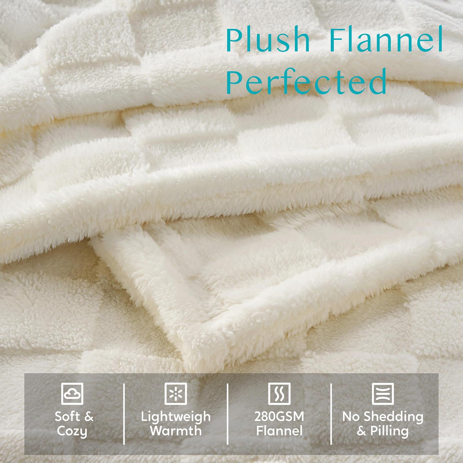 Покривало Joiedomi Полуторна М'яка Білий в Клітинку 152 x 203 см, фото №6 Покривало Joiedomi Полуторна М'яка Білий в Клітинку 152 x 203 см, фото №6