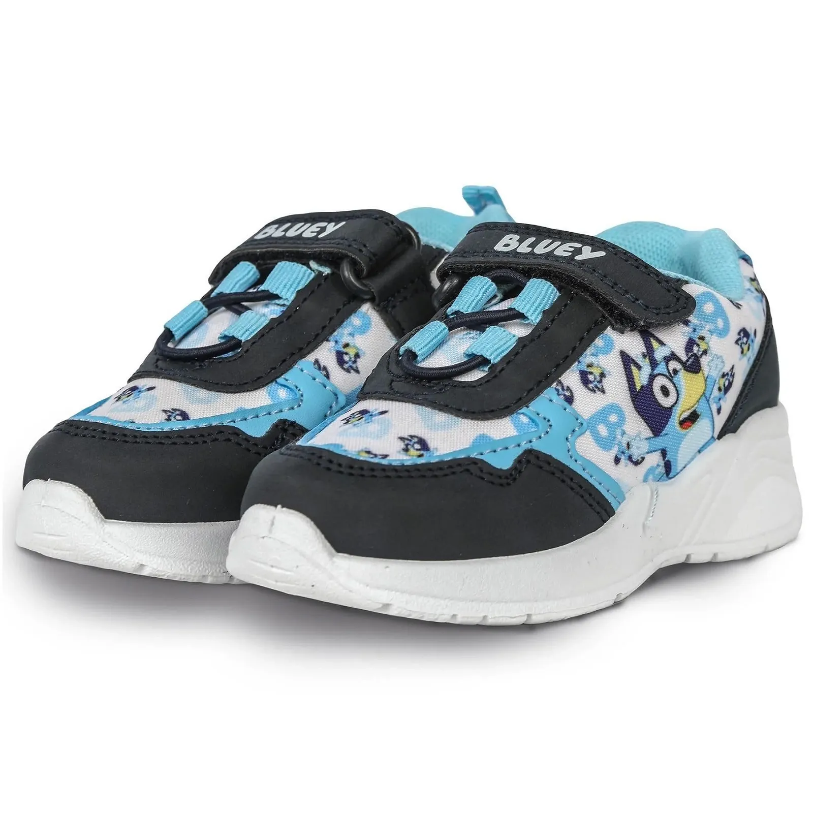 Кроссовки Bluey Для мальчиков Официальные детские персонажные Черный и Синий PU Кроссовки на липучке Легкая амортизирующая подошва Размеры 6-12 A2Z 4 Kids, фото №1