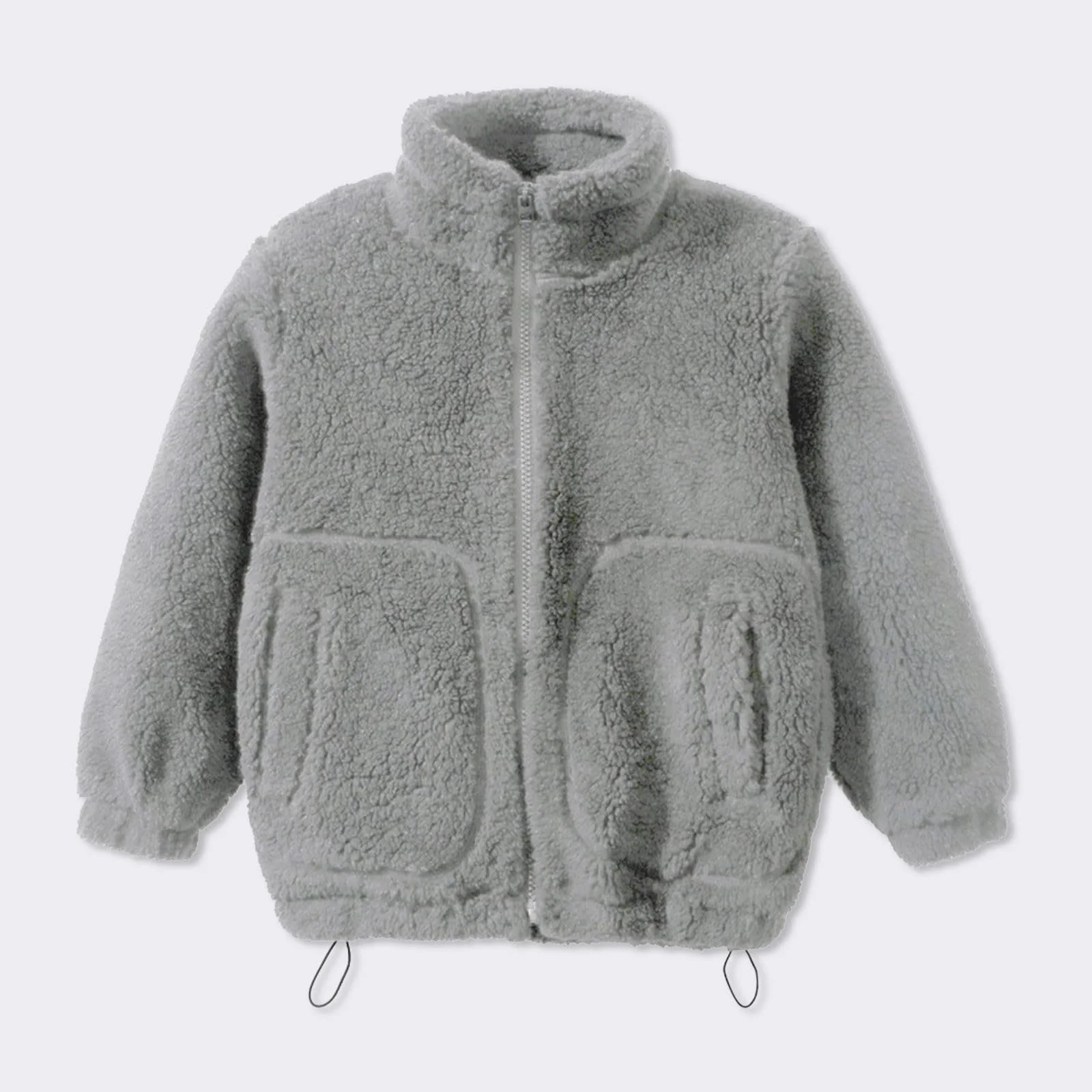 Флисовая куртка Детская для девочек Тедди, зимняя пушистая флисовая куртка, манто с длинными рукавами, воротником-стойкой и карманом, легкая ветрозащитная зимняя куртка, длинная теплая толстая переходная куртка, фото №3