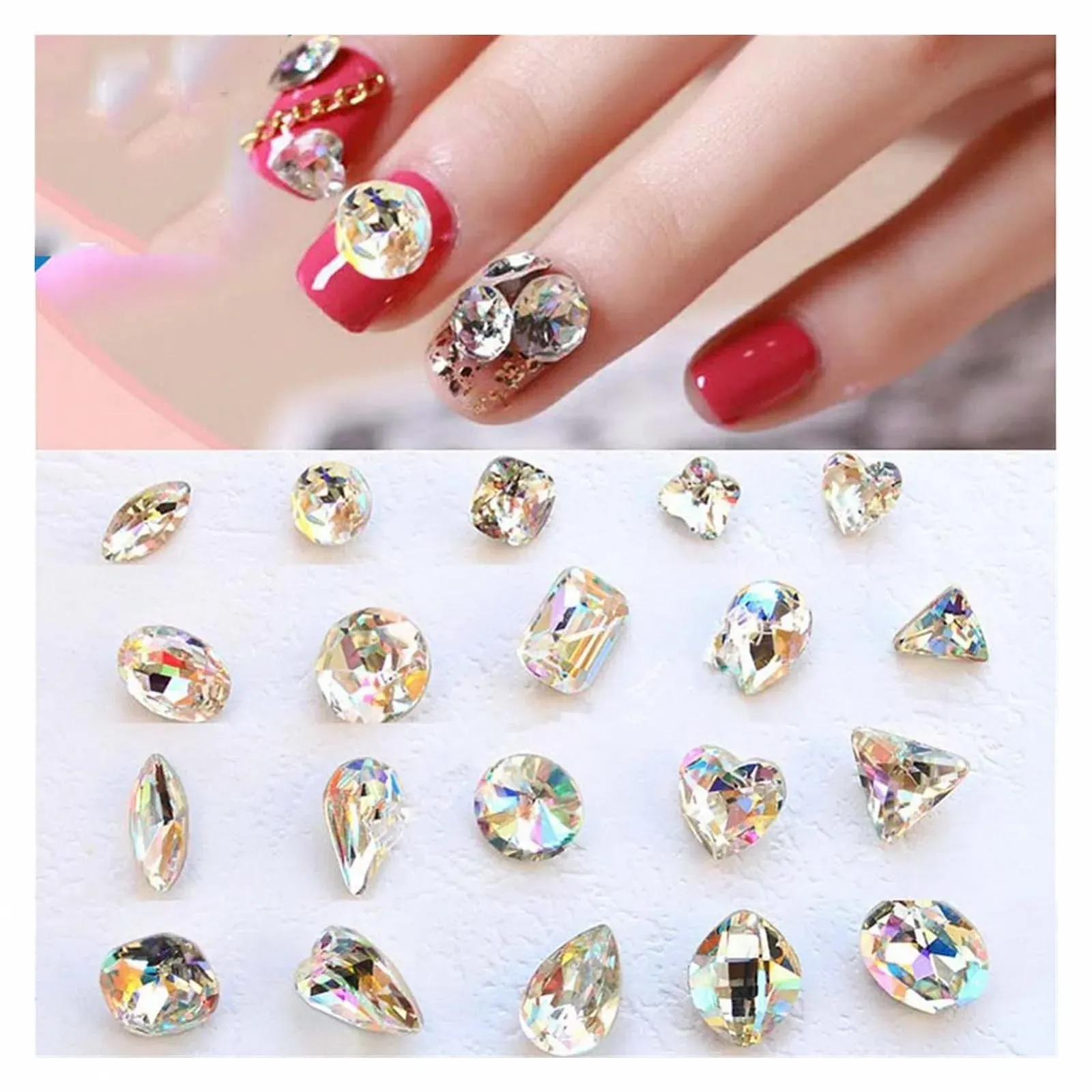 Скляні стрази K9 Прозорі грановані коштовні камені Прозорі для прикраси нігтів Кристали Wanglan, пачка 100 штук, фото №2