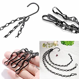 Цепочки для подвесных корзин Набор 9 шт. 40 см металлические Черный synthetic.ua - Фото 1