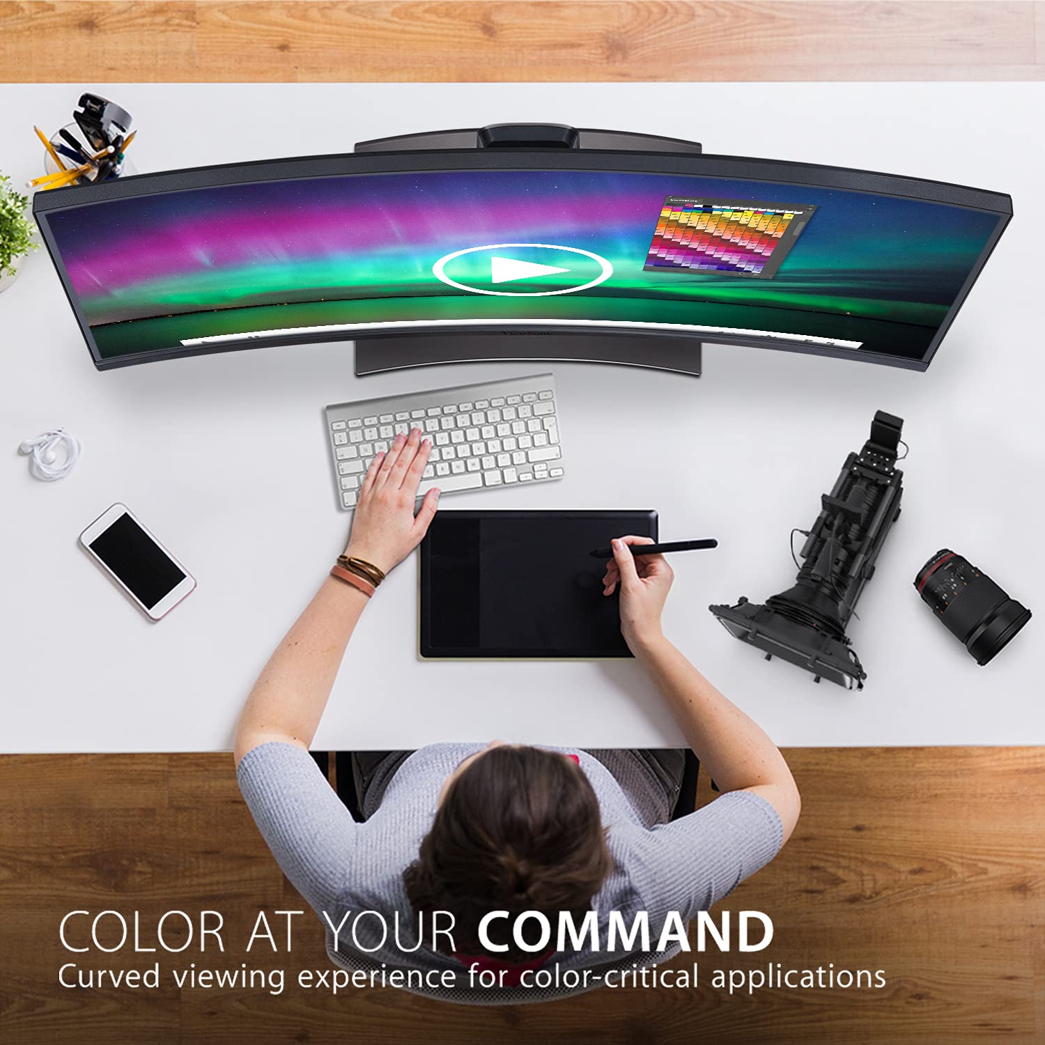 Монітор Viewsonic ColorPro VP3881A Фотографічний (WQHD, IPS Панель, HDR 400, USB-C, HDMI 2.0, DP, Регулювання Висоти) Чорний, фото №2