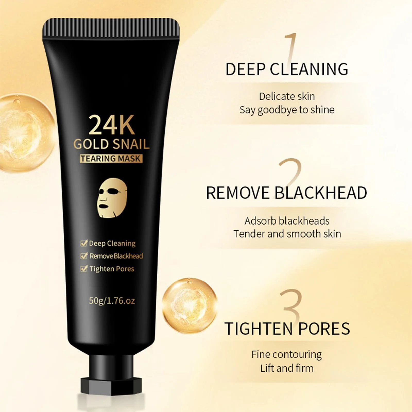 Маска-пленка Золотая 24k Gold Foil Очищение пор, против морщин, увлажнение, фото №3