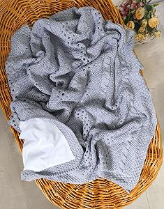 Детский вязаный плед с хлопковой подкладкой, 90 × 90 см, серый - Фото 1