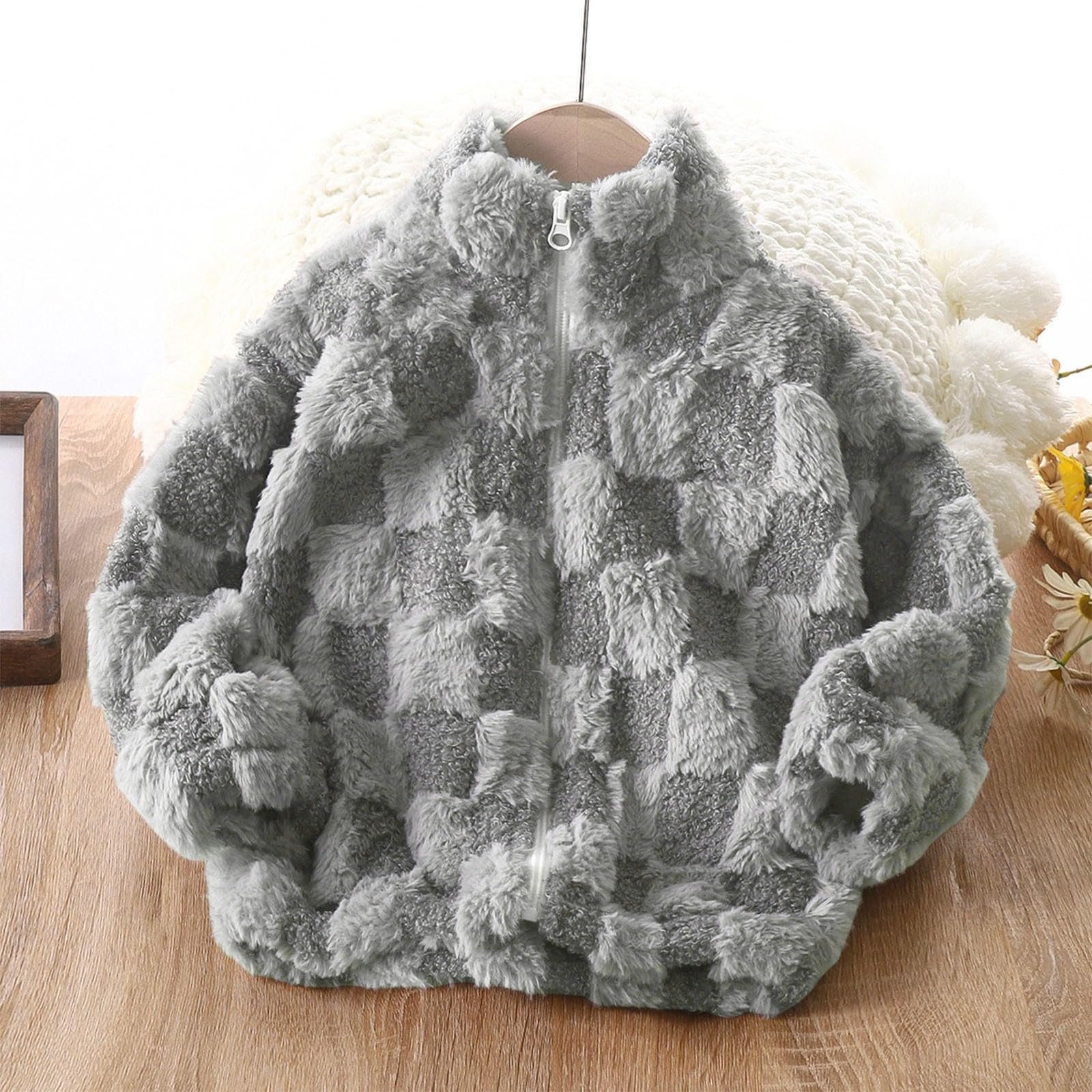 Куртка Teddy Ybing Kariert для девочки, теплая флисовая куртка, мягкая плюшевая куртка, однотонная флисовая зимняя куртка на молнии со стоячим воротником, удобное шерстяное пальто, фото №3