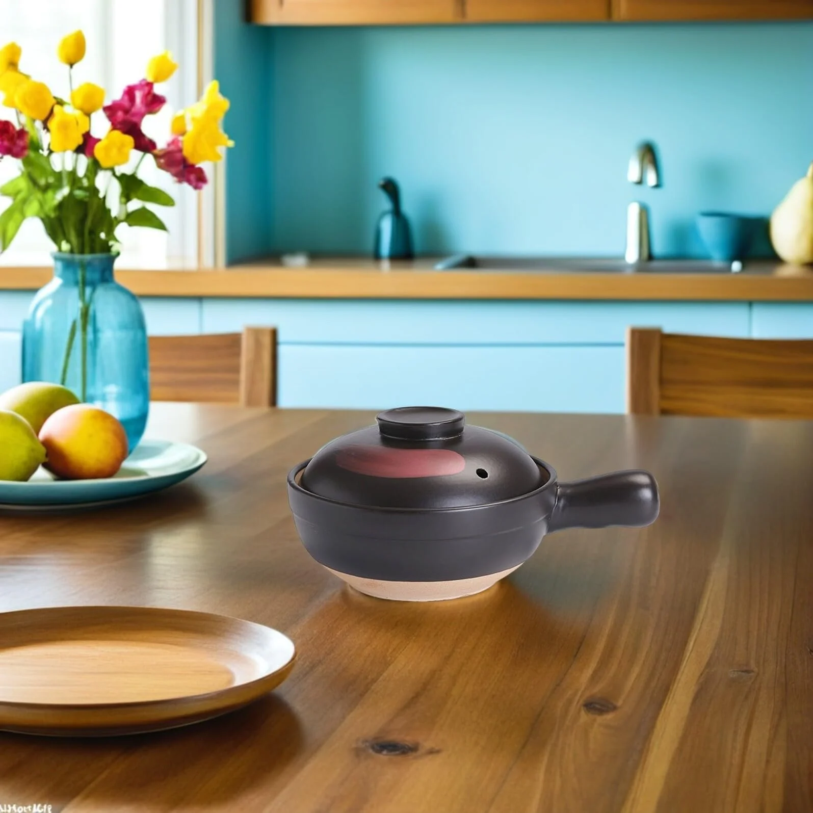 Каструля-сотейник керамічна з ручкою для газових та індукційних плит Пісочний, фото №6