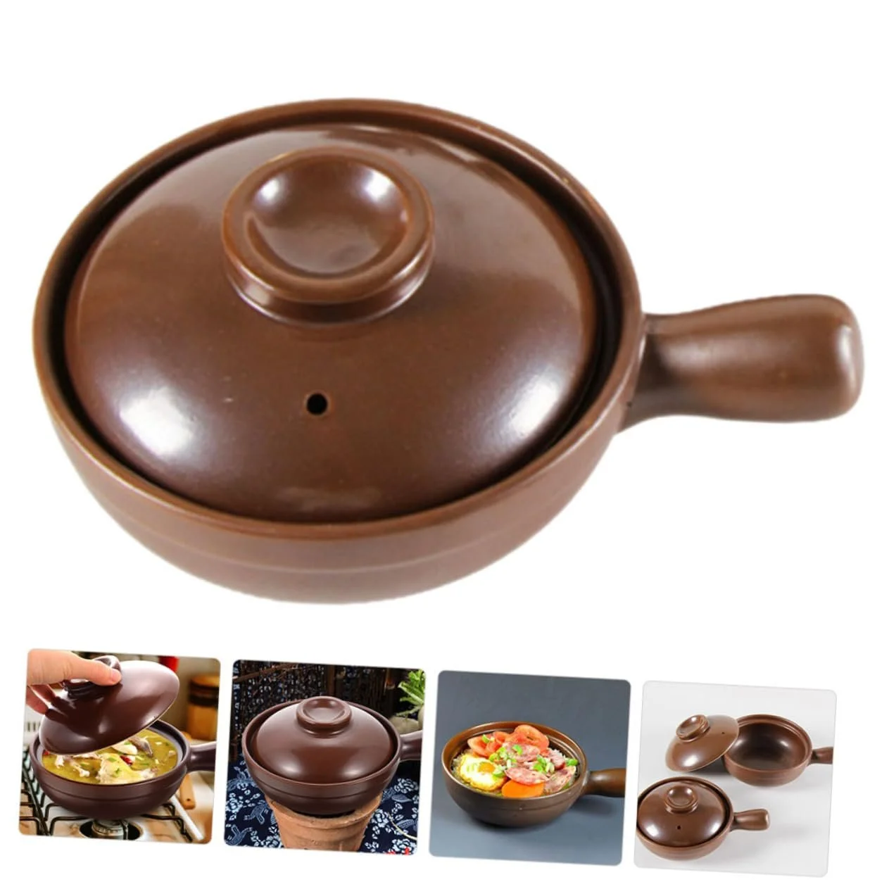 Кастрюля Li керамическая жаропрочная традиционная маленькая для рагу, лапши и бульонов для открытого огня, фото №5