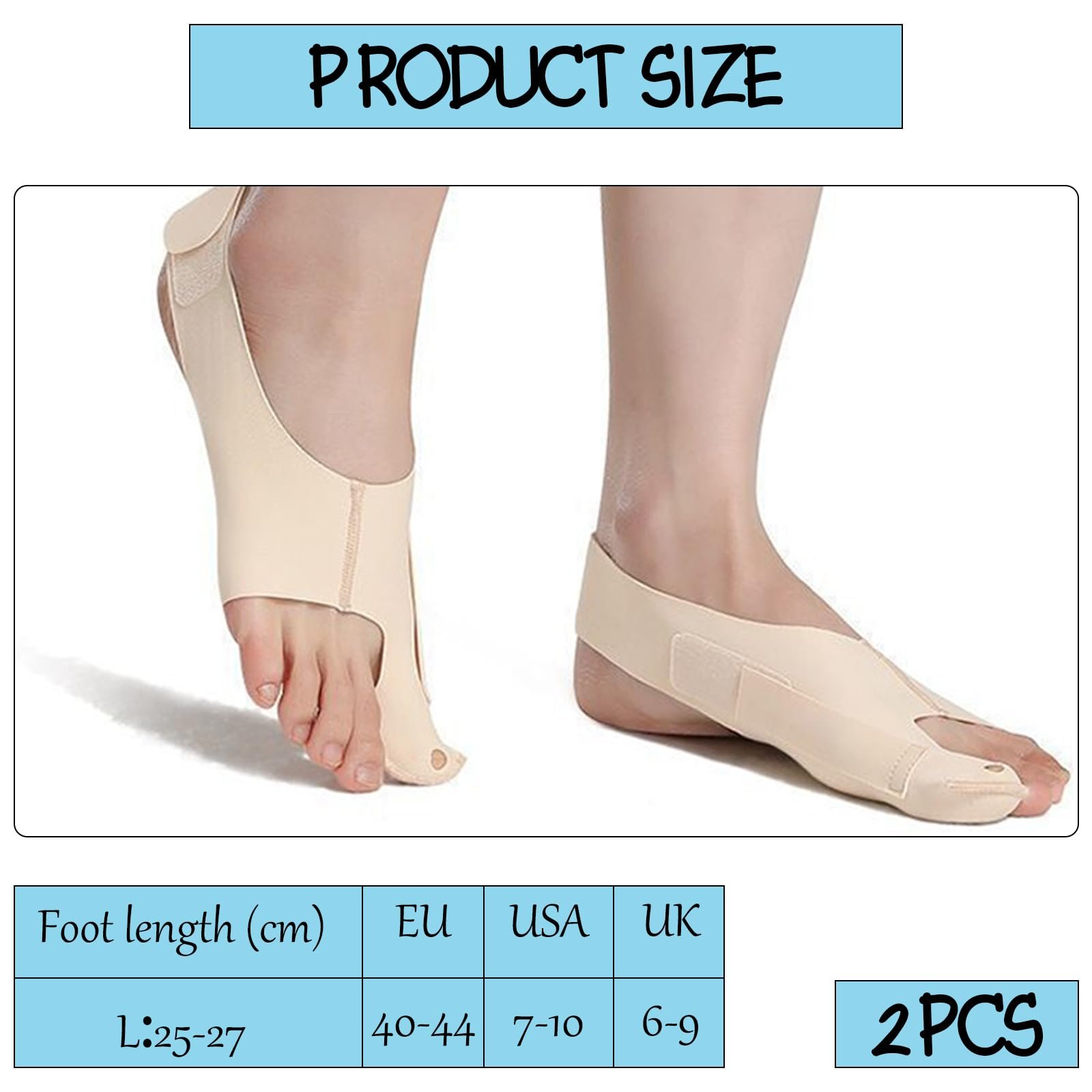 Коректор великого пальця стопи (2 шт. в упаковці) з нековзним ремінцем на п'яті, ергономічний, фото №2