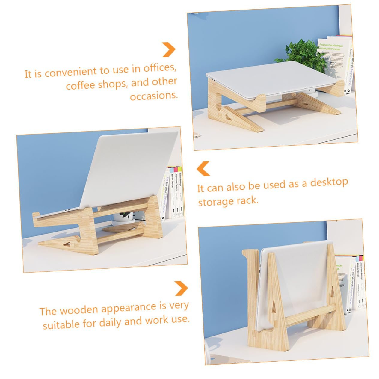 Ергономічна Дерев'яна Підставка для Ноутбука з Масиву Дерева Регульована по Висоті для Столу та Офісу, фото №5
