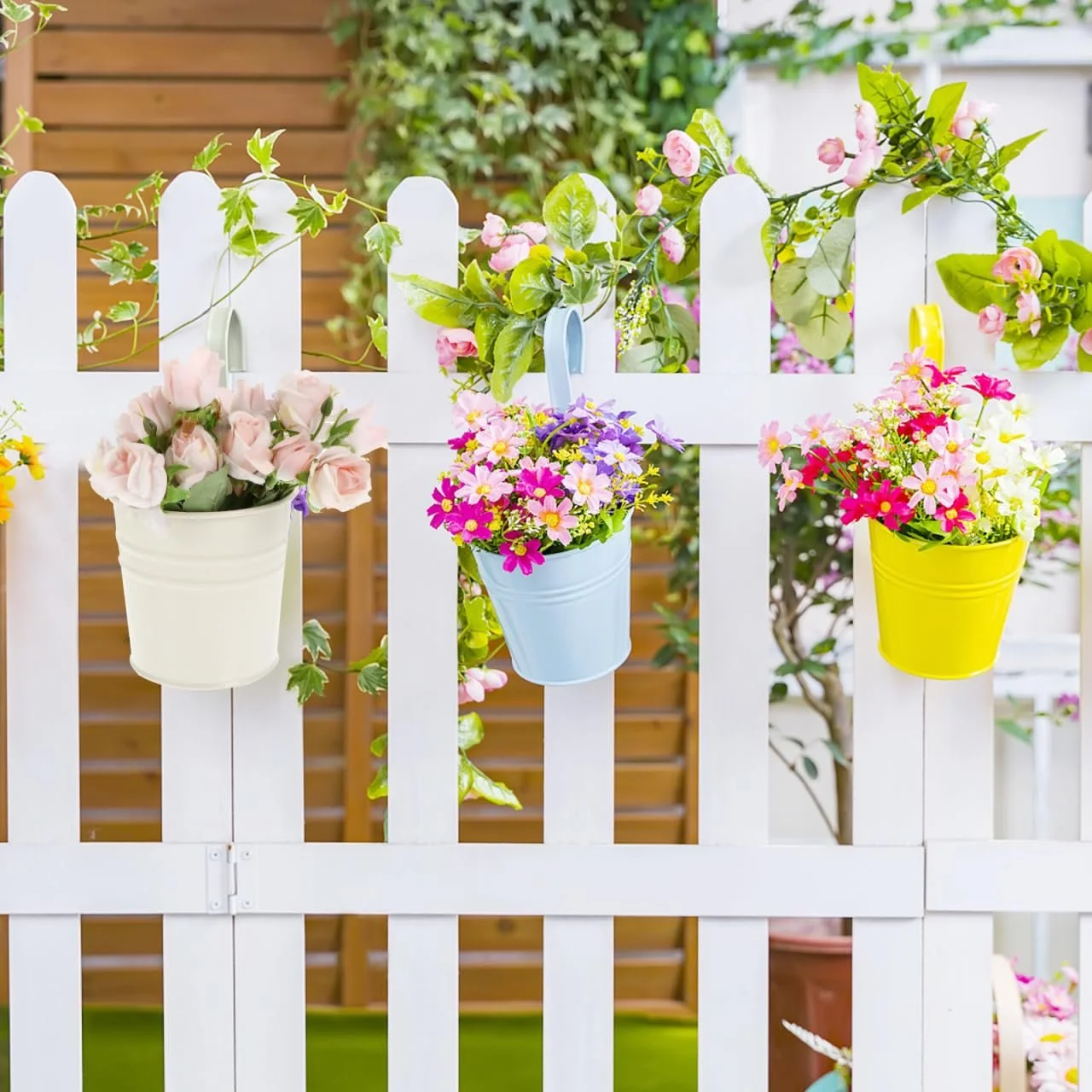 Підвісний квітковий горщик Cabilock Залізний зі знімним гачком та дренажним отвором 4 дюйми, фото №5