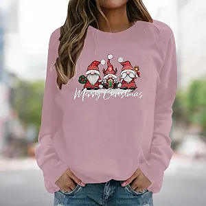 Женская Толстовка Nuaoxyeu с принтом Санты, уличный стиль, спортивные топы, смешной рождественский джемпер, рождественская толстовка, женский повседневный классический мягкий пуловер с круглым вырезом synthetic.ua - Фото 1