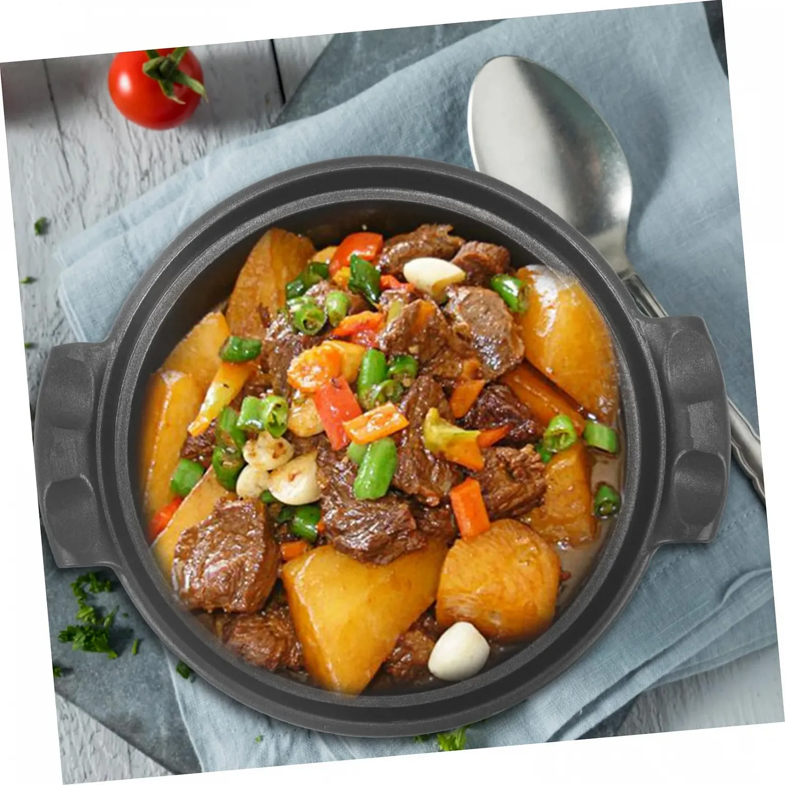 Каструля-сотейник Керамічна Антипригарна з подвійними ручками та кришкою, фото №9 Каструля-сотейник Керамічна Антипригарна з подвійними ручками та кришкою, фото №9