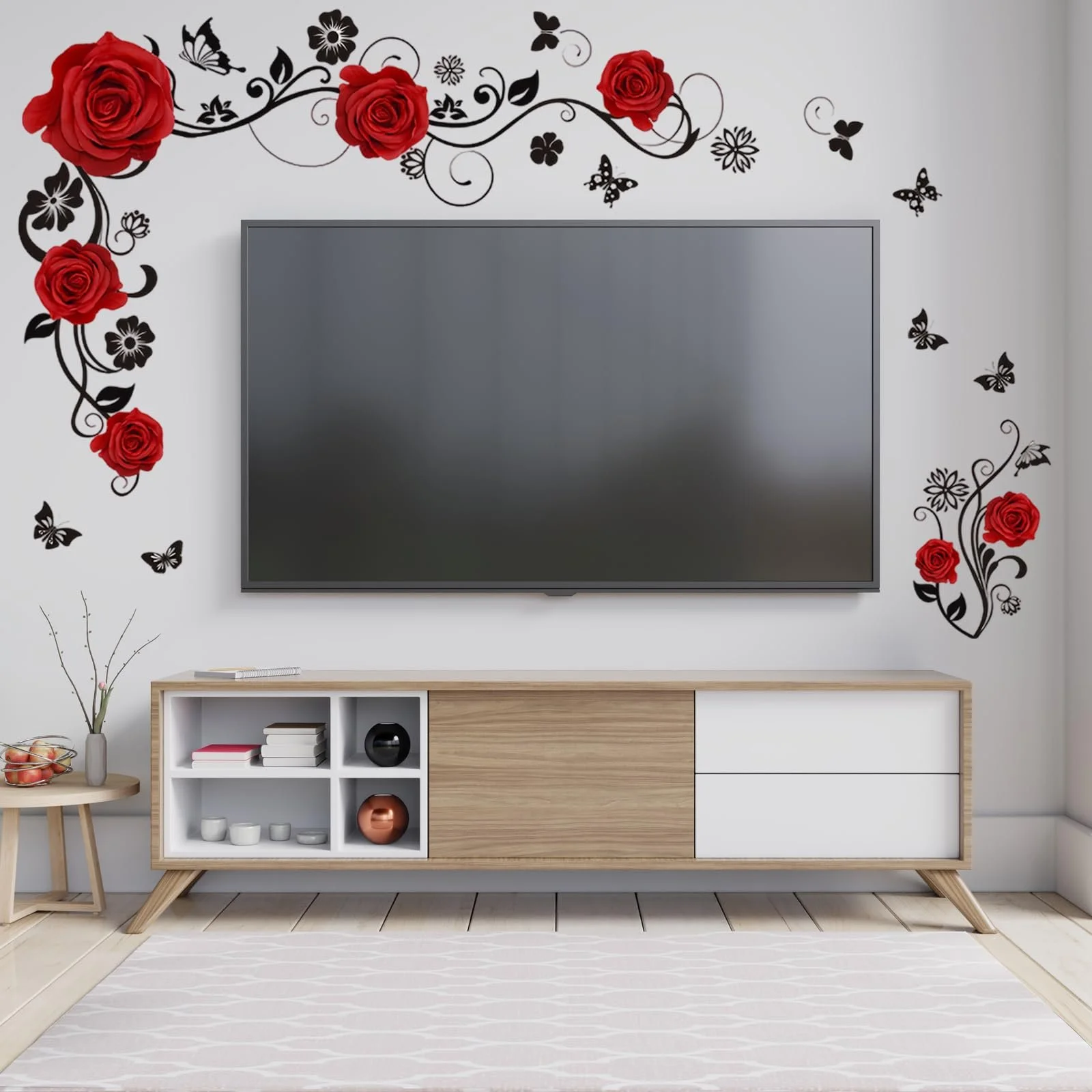 Наклейка на стіну Red Roses Flower Tendril DIY Waterproof Red, фото №5