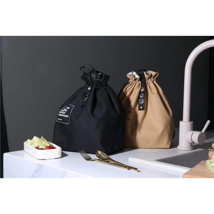 Термосумка шопер для їжі та напоїв lunch bag Smile чорна, фото №6