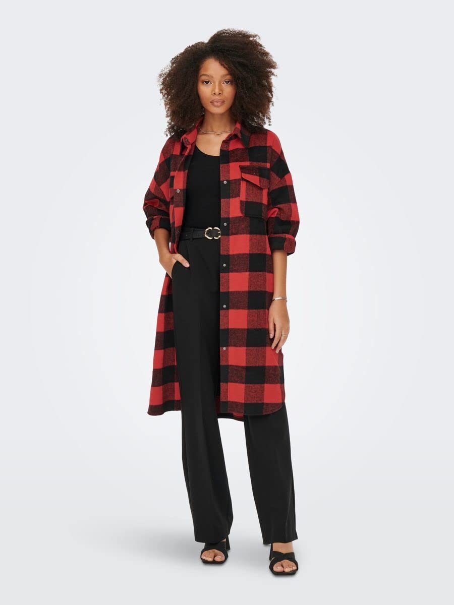 Куртка ONLY Onlasha L/S Long Check Shacket PNT, фото №5