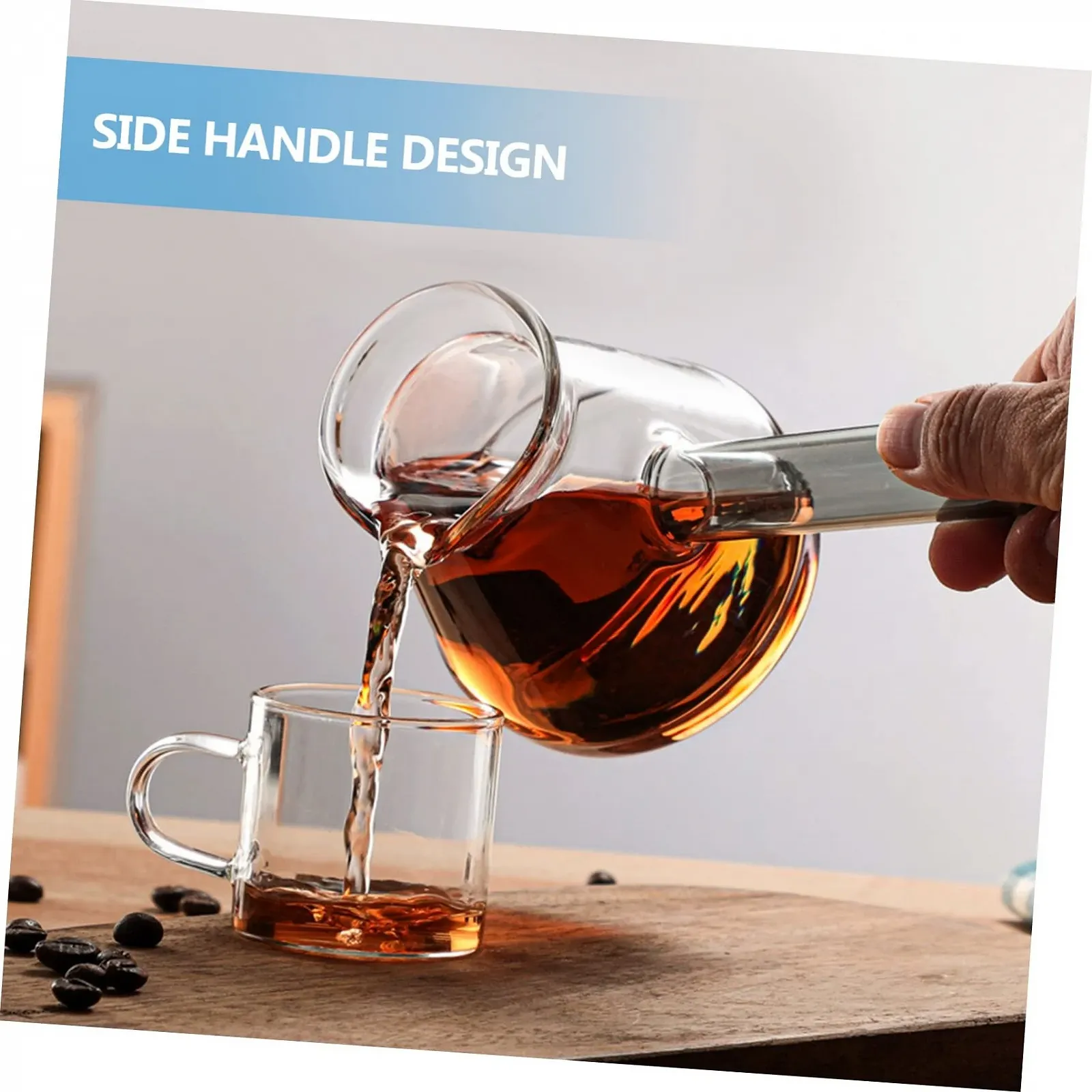 Турка скляна High Borosilicate 450 мл з V-подібним носиком, термостійка, прозора, фото №8