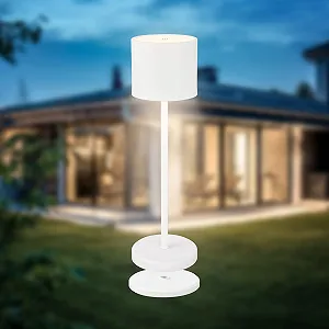 Світлодіодна настільна лампа B.K.Licht бездротова IP44 зі ступінчастим димуванням змінна батарея 39,5 см біла - Фото 1