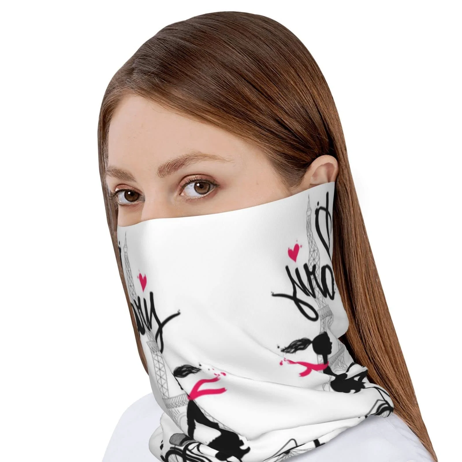 Многофункциональная шапка-бини для девочек с принтом велосипеда и Эйфелевой башни, фото №4