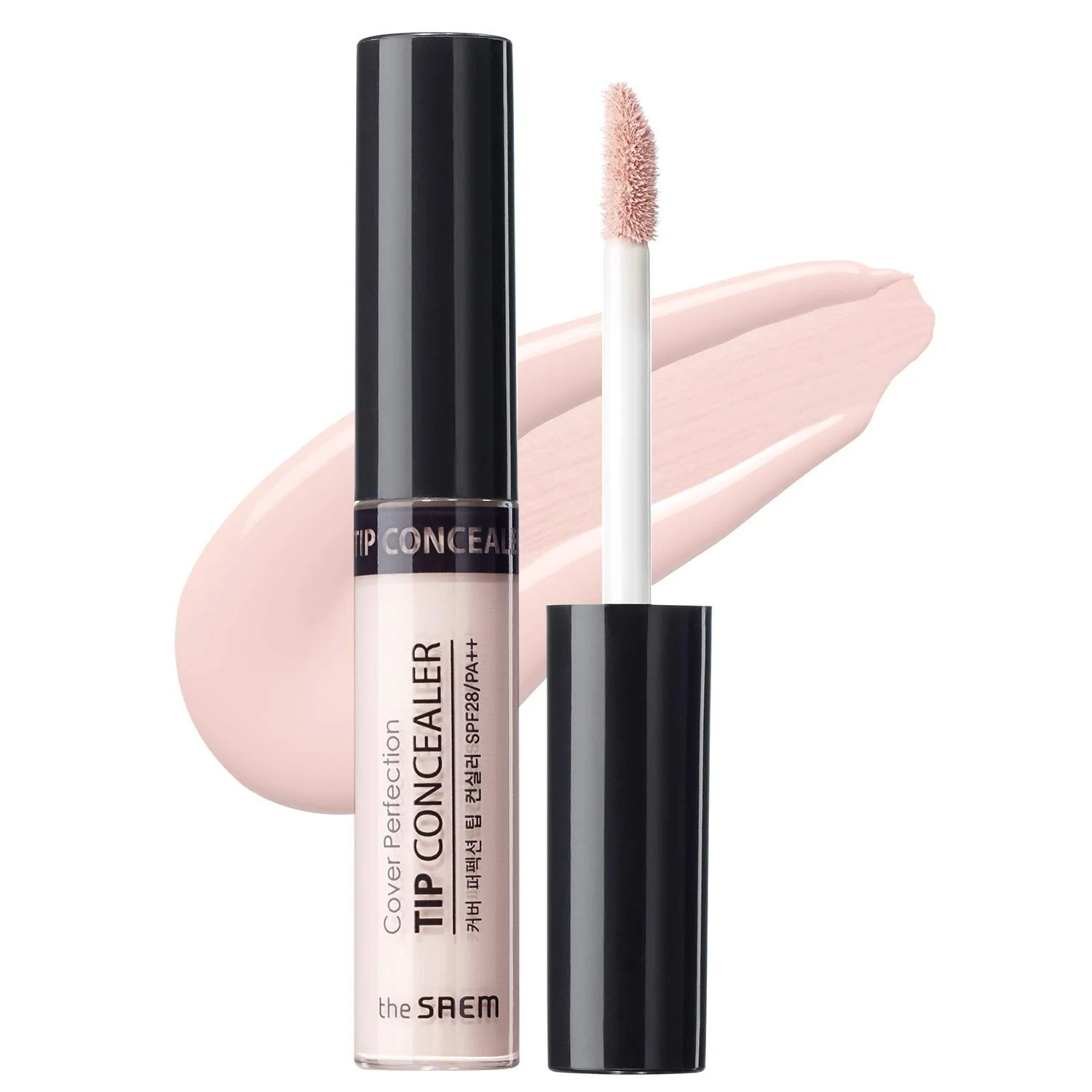 Консилер THE SAEM Cover Perfection Tip SPF28 PA++ 6,5 г # Aufheller - Strahlender Highlighter Світло-рожевий, фото №1